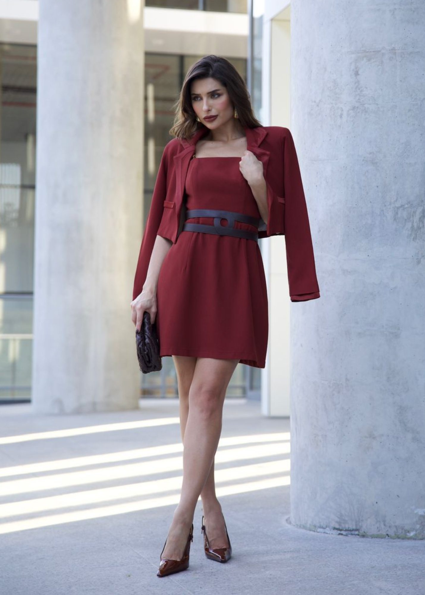 Dandara Dress - Wine - Crepe Tailoring