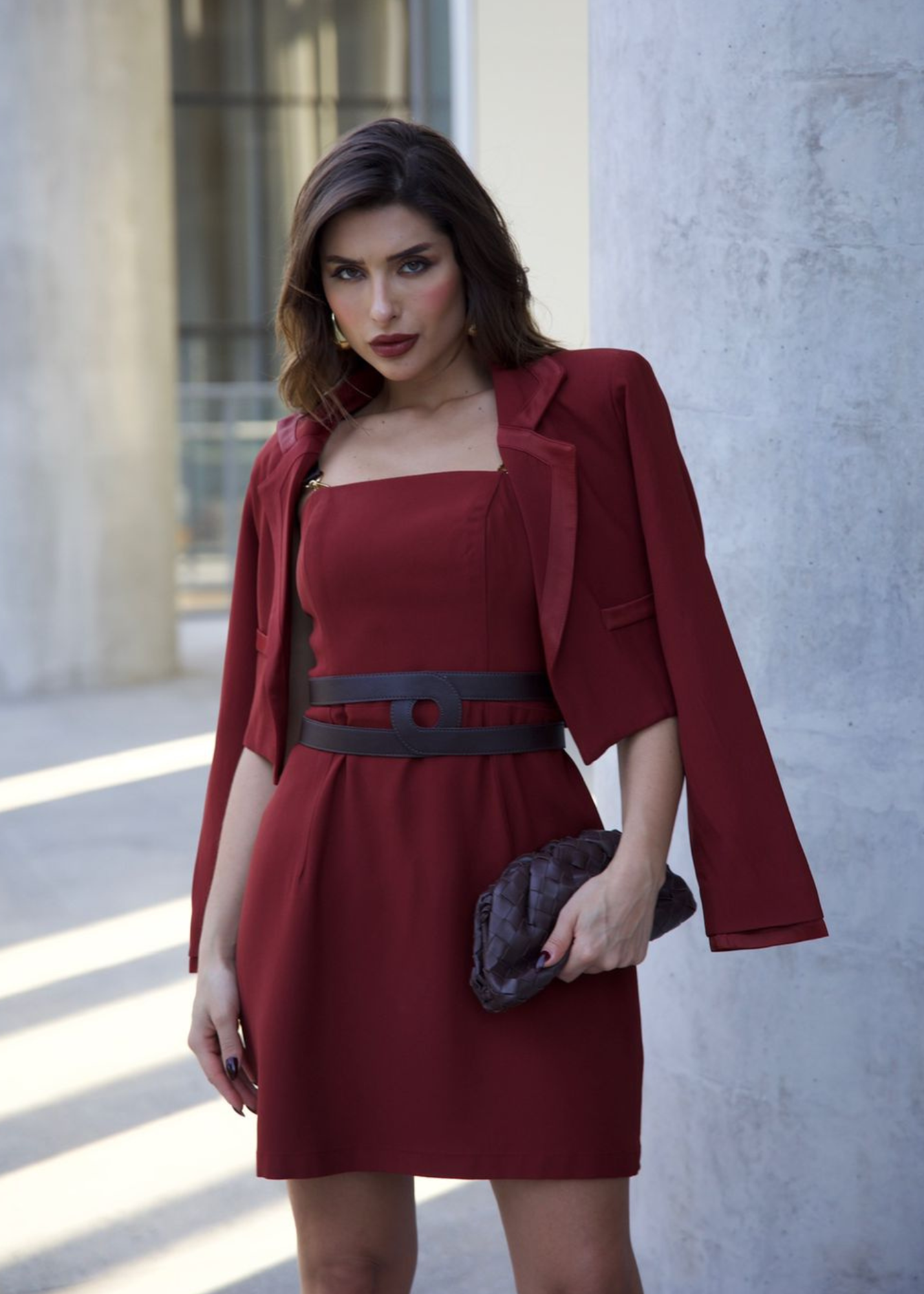 Vestido Dandara - Vinho - Crepe Alfaiataria