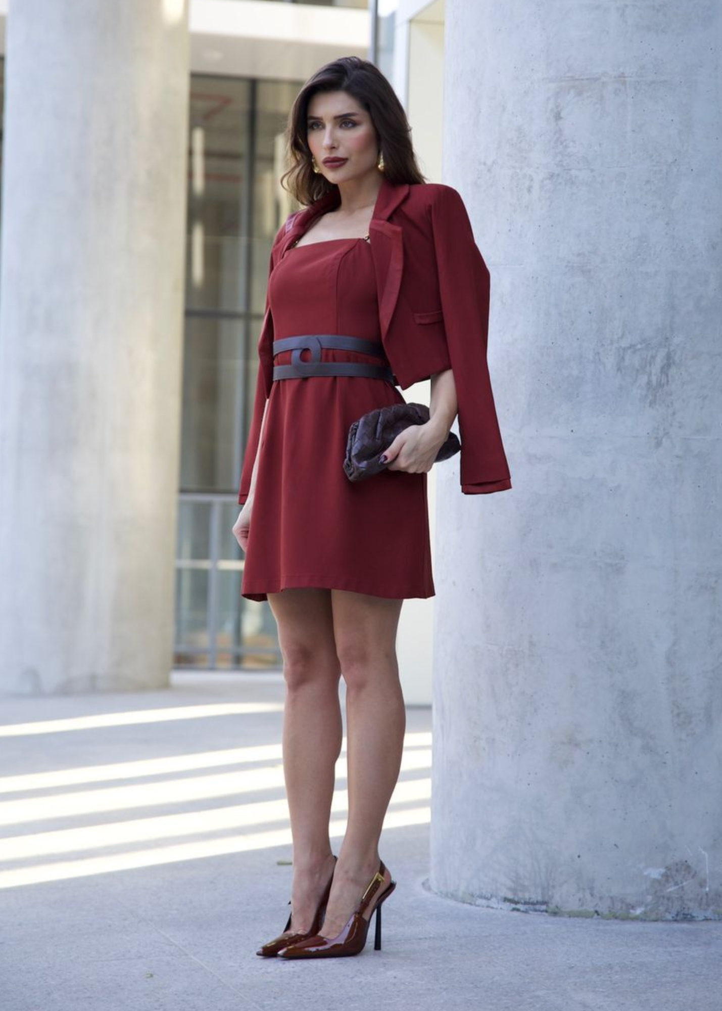 Vestido Dandara - Vinho - Crepe Alfaiataria